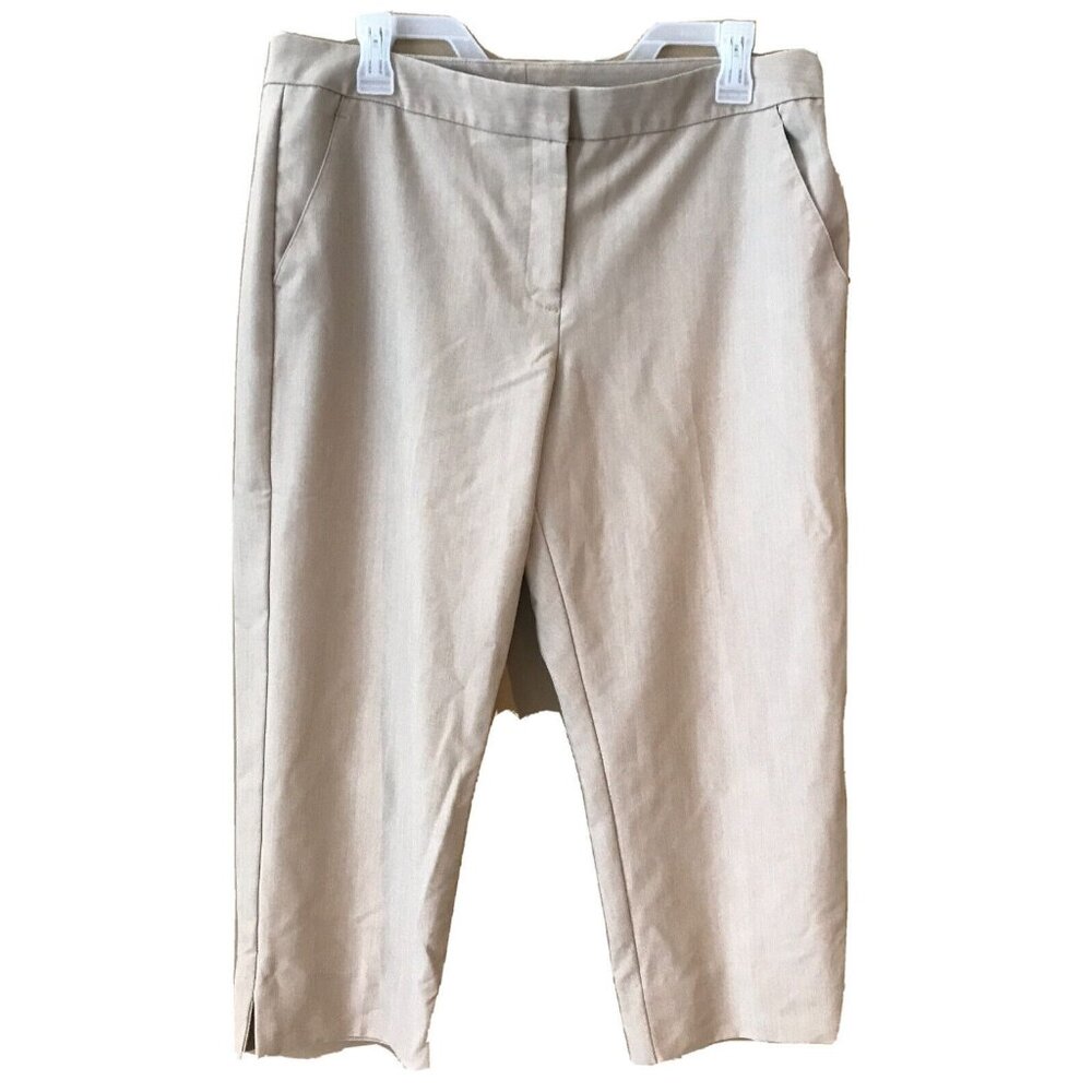 Worthington Dress Pants Womens Size 12 Beige Capri Mid-Rise Straight Modern Fit